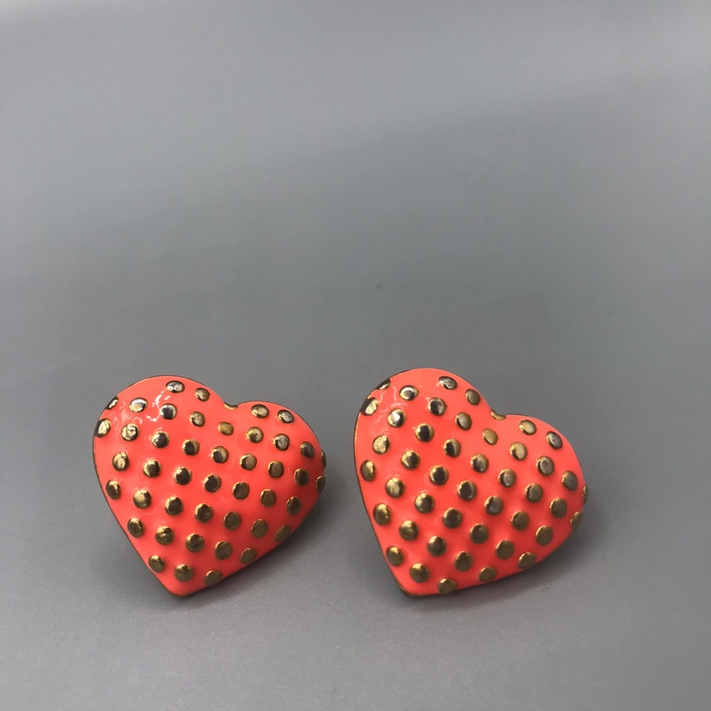 Salmon Pink and Gold Heart❤️❤️ earrings